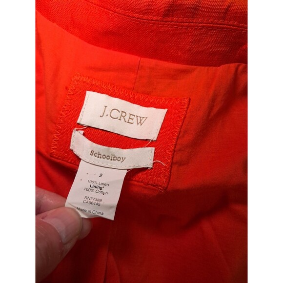 J.Crew Schoolboy Blazer 100% Linen Single Breasted Orange Pockets Size 2 - Picture 2 of 12